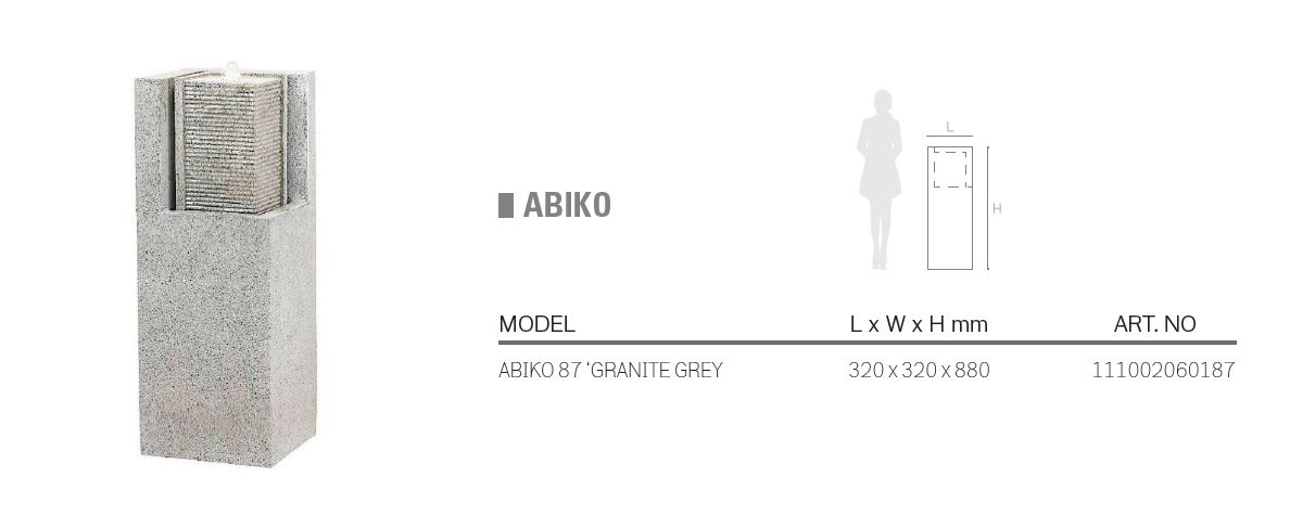 Thông số kĩ thuật đài phun nước Abiko