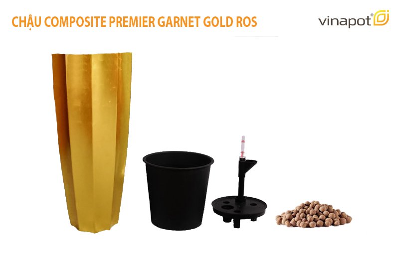 Cận cảnh chi tiết chậu Garnet Gold tích hợp hệ thống tự tưới ROS