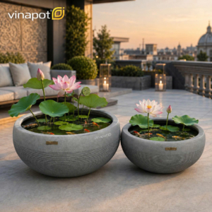 Chậu composite Bonton trồng sen Vinapot.