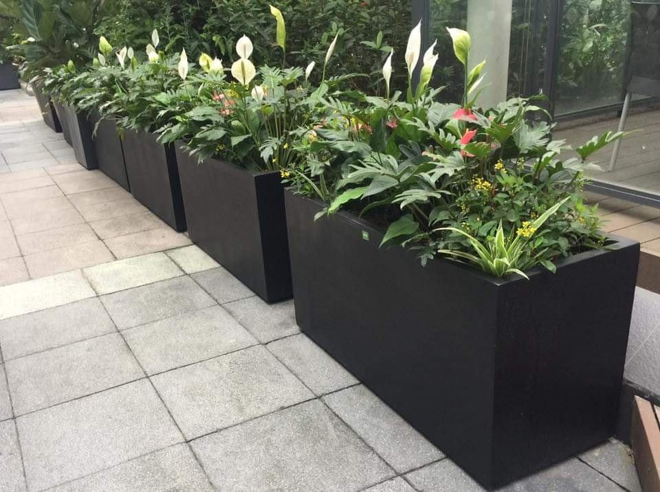 Chậu composite chữ nhật bề mặt đá Vinapot PolyStone 