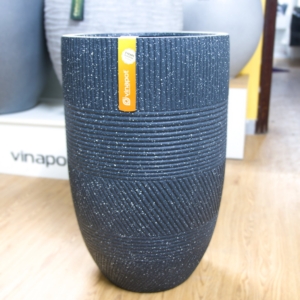 Chậu Composite Moonstone Vân Đặc Biệt (Màu Đen Bóng) + Tự tưới ROS