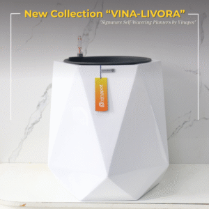 Chậu Composite Diamond 52 (Màu Trắng bóng) + Tự Tưới ROS