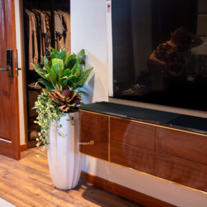 Chậu Composite Garnet (Màu Shiny White) + Tự Tưới ROS