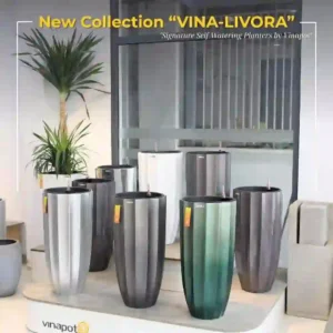 CHẬU COMPOSITE TỰ TƯỚI VINAPOT GARNET NEW- Sơn mài hiệu ứng