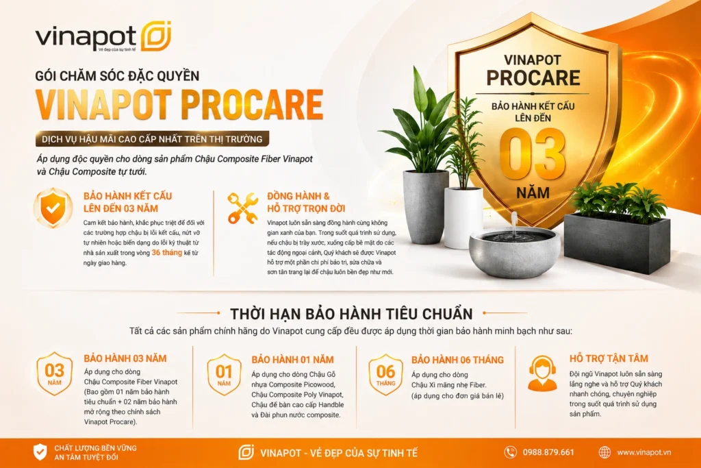 Chính sách bảo hành sản phẩm Vinapot cho chậu Linaro